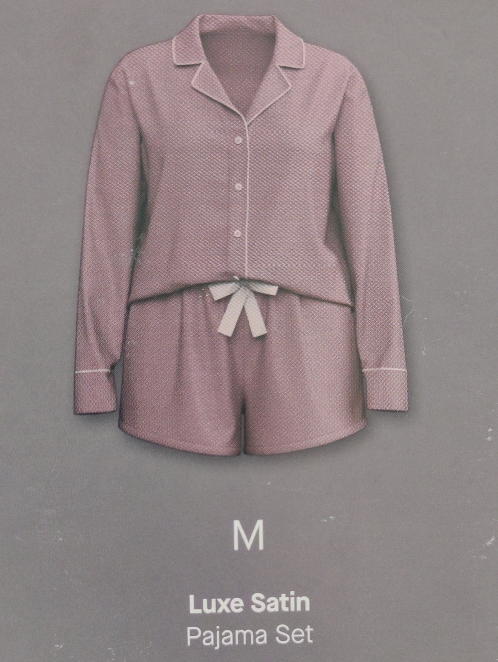 Lounge Wear Auden Mauve Satin Luxury Pajama Shorts w/Pockets Set Size Medium
